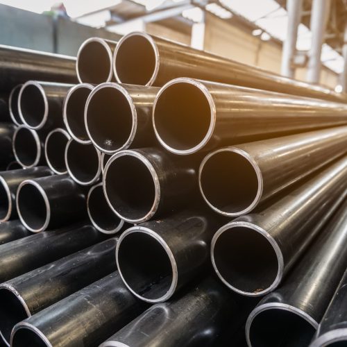 high quality Galvanized steel pipe or Aluminum and chrome stainless pipes in stack waiting for shipment in warehouse high quality Galvanized steel pipe or Aluminum and chrome stainless pipes in stack waiting for shipment in warehouse